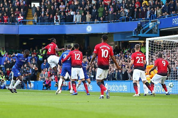 Rudiger outsmarts Paul Pogba to score Chelsea's first goal